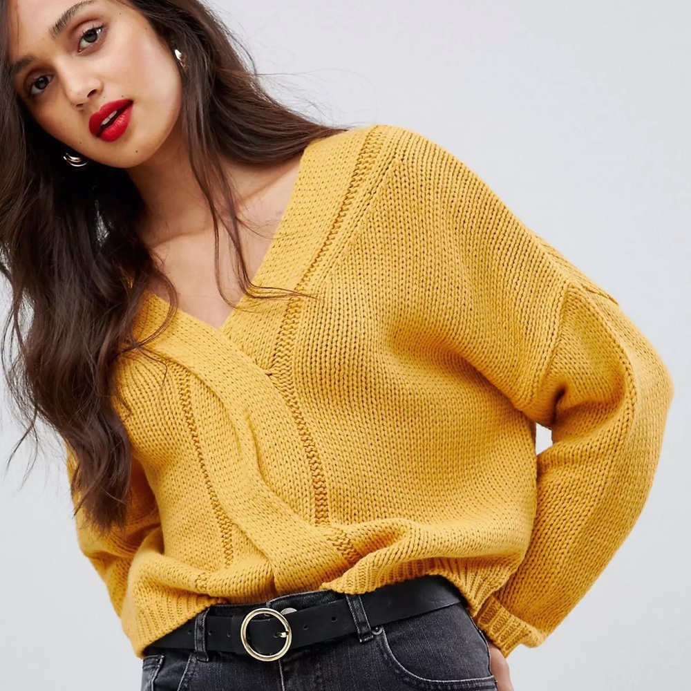 AX Paris | Gold Cable Knit Sweater